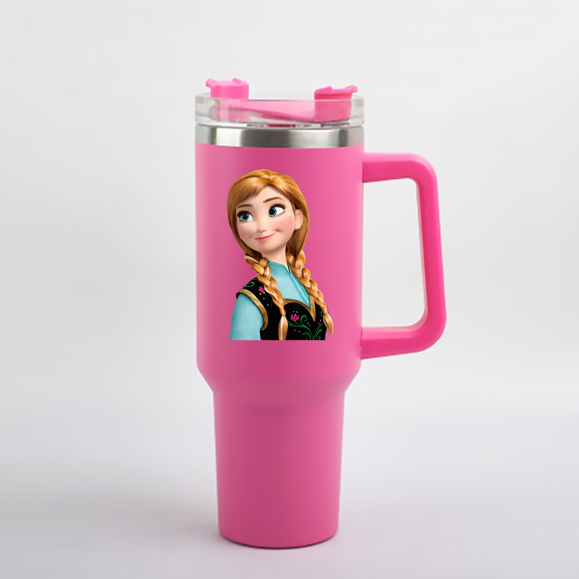 （画像用） アナと雪の女王 アンナ エルサ Frozen Anna Elsa 1200mL車用タンブラー - クリスタルステッカー（プラスチックストロー付き）